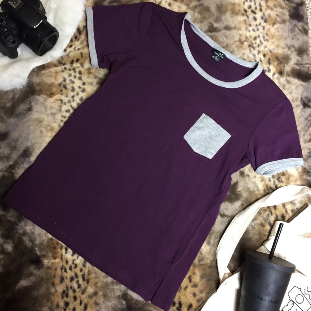 Purple and grey short sleeve tee